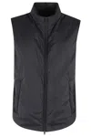 Herno High-collar Microfibre Gilet With Zip Closure In Blu