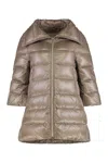 Herno Cleofe Beige Down Jacket With Front Zip Closure In Tech Fabric Woman In Gray