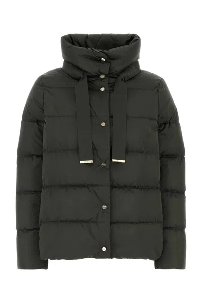 Herno Dark Green Polyester Down Jacket In Multi
