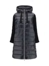 Herno Long Black Hooded Coat In Nylon Woman