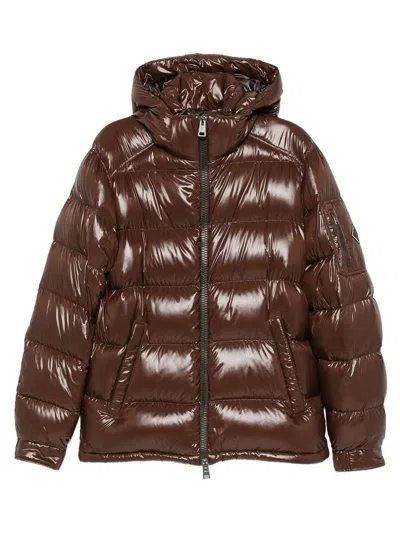 Herno Piumino Effetto Lucido Con Cappuccio Testa Di Moro In Brown