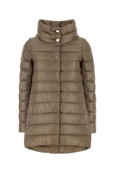 Herno Dove Grey Nylon Amelia Down Jacket In Brown