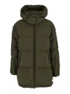 Herno Long Padded Down Jacket With Removable Hood In Green