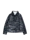 Herno Glossy Black Down Jacket With Drawstring Collar In Black