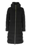 Herno Long Jacket In Satin And Lady Alternative Fur In Black