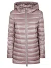 Herno Quilted Silk And Cashmere Jacket With Relaxed Fit And Hood In Neutral