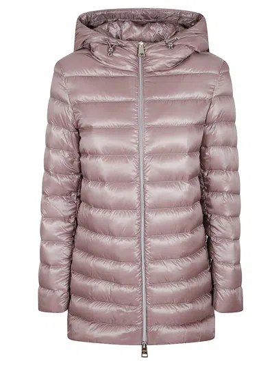 Herno Quilted Silk And Cashmere Jacket With Relaxed Fit And Hood In Neutral