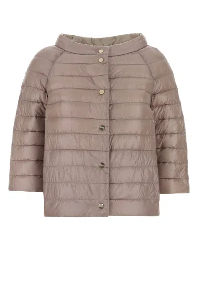 Herno Powder Pink Nylon Reversible Down Jacket In Brown