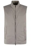 Herno High Collar Lightweight Nylon Microfiber Gilet In Tortora