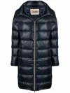 Herno Quilted Long Polyamide Down Jacket In Blue