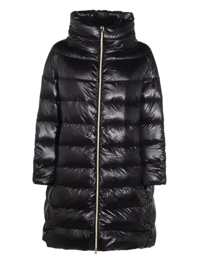 Herno Quilted Midi Down Jacket In Black