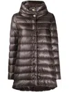 Herno Trapeze Down Jacket With High Collar In Brown