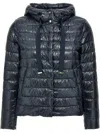 Herno Puffer Jacket Lightweight Drawstring Hood In Blue