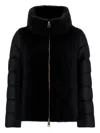 Herno Faux Fur-inserts Ultralight Padded Jacket In Black