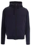 Herno Double-fabric Wool Hooded Jacket In Blue