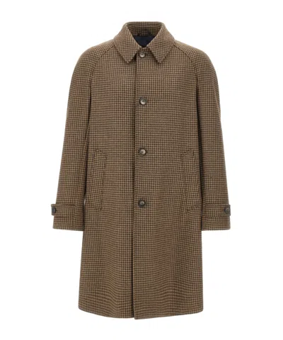HERNO HOUNDSTOOTH BUTTON COAT