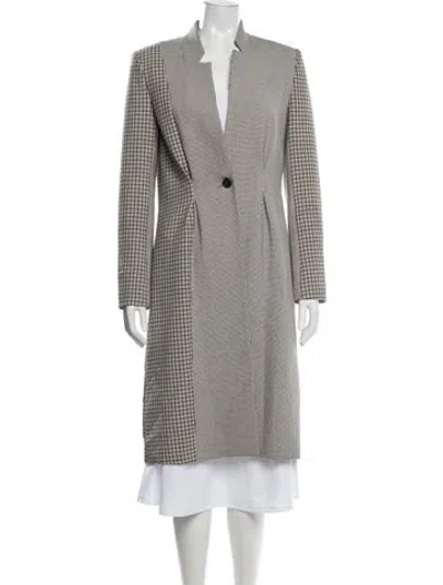 Pre-owned Herno Plaid Print Coat In Grey