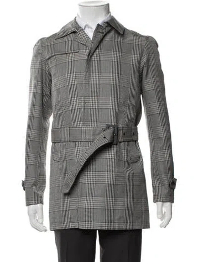 Pre-owned Herno Plaid Print Trench Coat In Multicolor