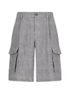 Herno Plaid-pattern Cargo Shorts In Gray