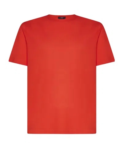 Herno Plain Cotton T-shirt In Red