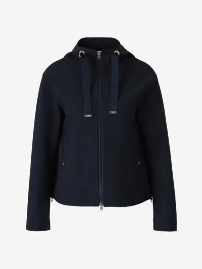 Herno Plain Hooded Jacket In Midnight Blue