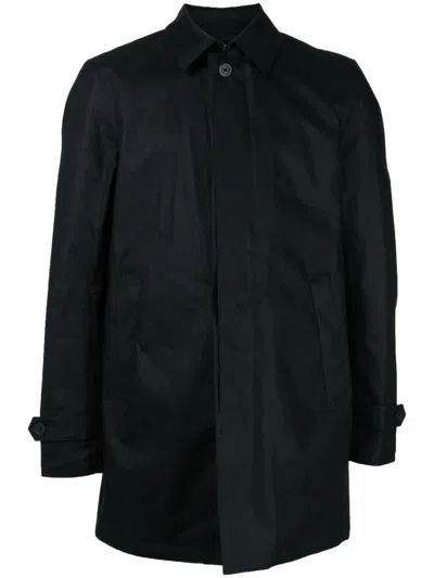 Herno Plain Linen Shirt Jacket In Schwarz