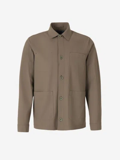 Herno Plain Overshirt Pockets In Military Green
