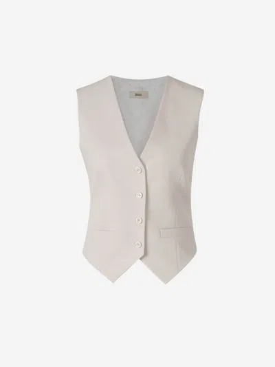 Herno Plain Viscose Vest In Beige