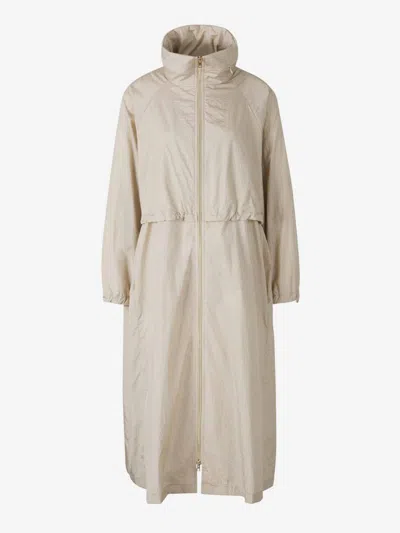 Herno Plain Zip Trench Coat In Beige