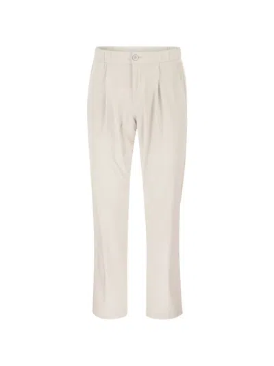 Herno Men Stretch Techno-nylon Jogger Trousers With Pleats In Neutral