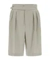 Herno Pleated Belted Shorts In Gray