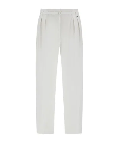Herno Pleated Belted Trousers In White