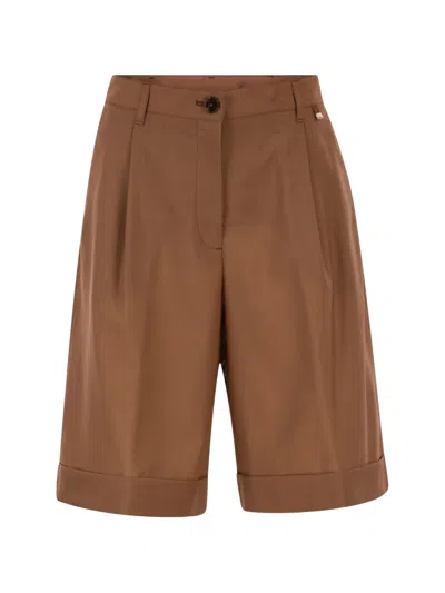 Herno Pleated Bermuda Shorts In Brown