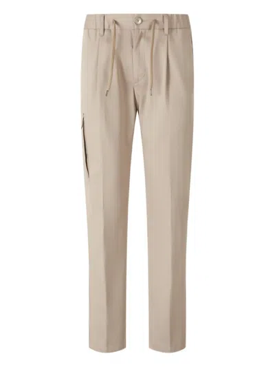 Herno Pleated Cargo Trousers In Neutral