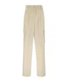 Herno Women Cargo Trousers In Wool And Viscose Blend In Neutral