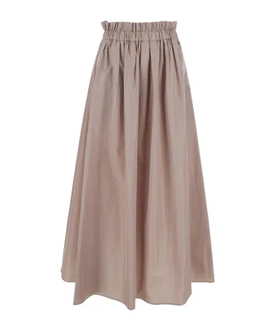 Herno Women Pink Skirt With Logo Plaque On The Side And Elastic Waist In Tech Fabric Woman In Nude
