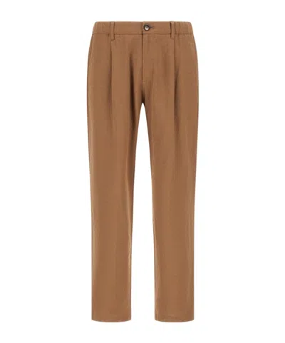 Herno Pleated Drawstring Pants In Brown