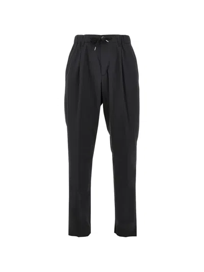 Herno Pleated Drawstring Trousers In Black