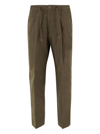 Herno Trousers In Waxed Tech Cotton In Burgundy