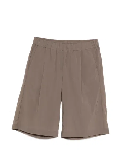 Herno Pleated Elasticated-waist Shorts In Brown