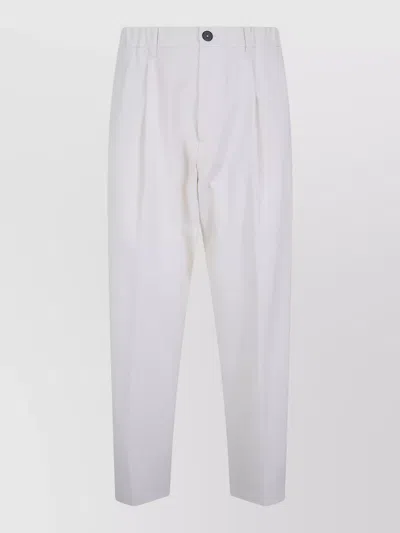 Herno Pleated Front Trousers Belt Loops Button In White