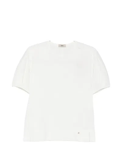 Herno White Crewneck T-shirt With Logo Plaque On The Front In Cotton Blend Woman
