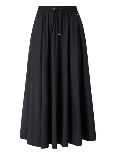 Herno Black Skirt With Elastic Drawstring Waist In Tech Fabric Stretch Woman In Blue