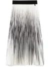Herno Pleated Midi Skirt In White/black