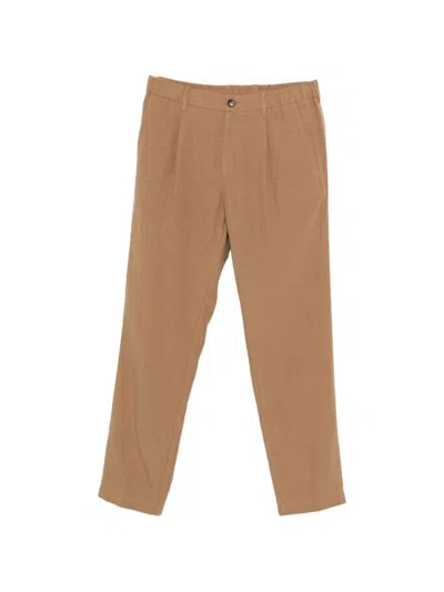 Herno Pleated Straight Pants In Brown