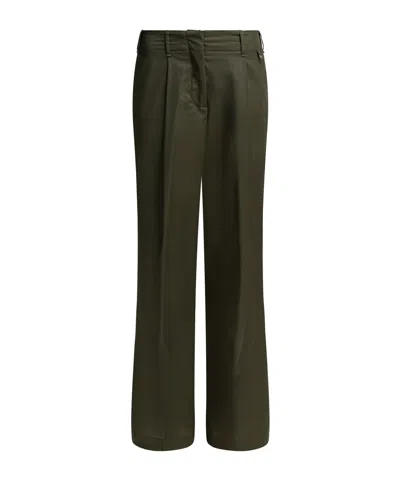 Herno Pleated Straight-leg Pants In Green
