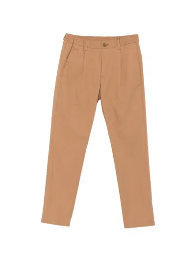Herno Pleated Straight-leg Trousers In Brown