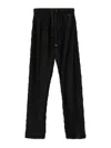 Herno Black Trousers With Wavy Pattern And Drawstring Waist In Black