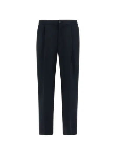 Herno Tailored Trousers Pleated Front Belt Loops In Blue