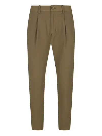 Herno Button Detailed Tapered Trousers In Brown